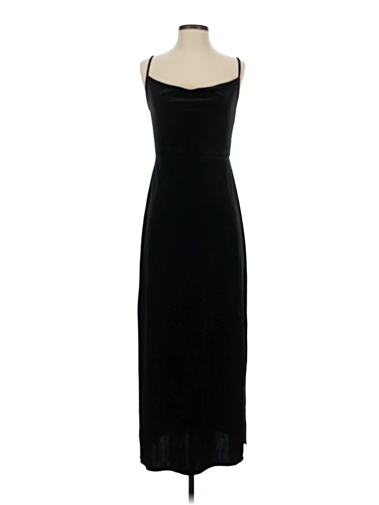 Taylor Black Velvet Slip Dress With Cowl Neck